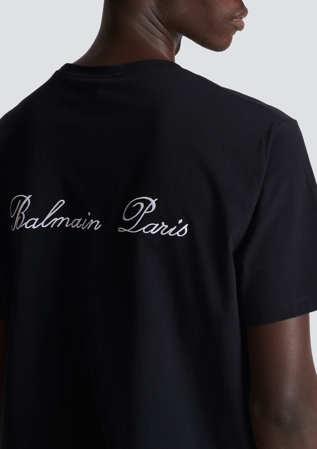 Balmain Black Cotton T-shirt In Black