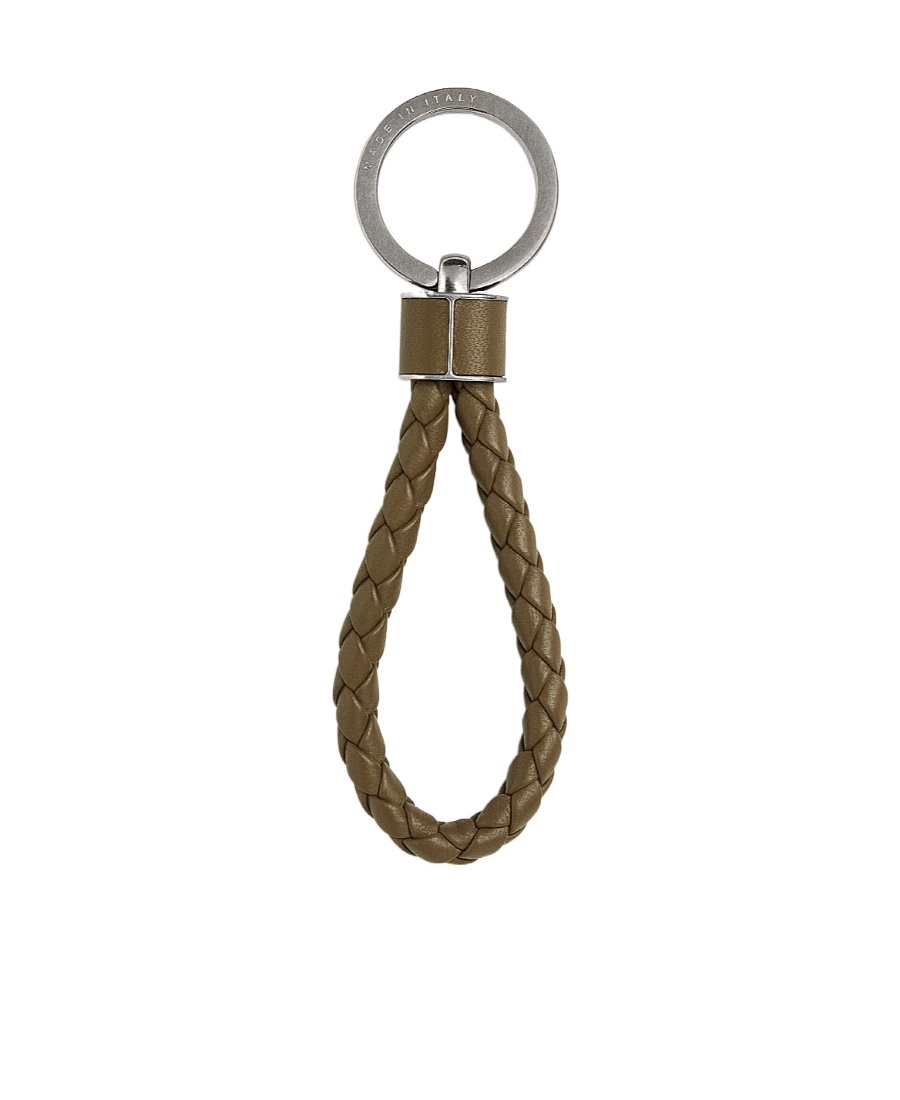 Bottega Veneta Intrecciato Leather Keyring In Green