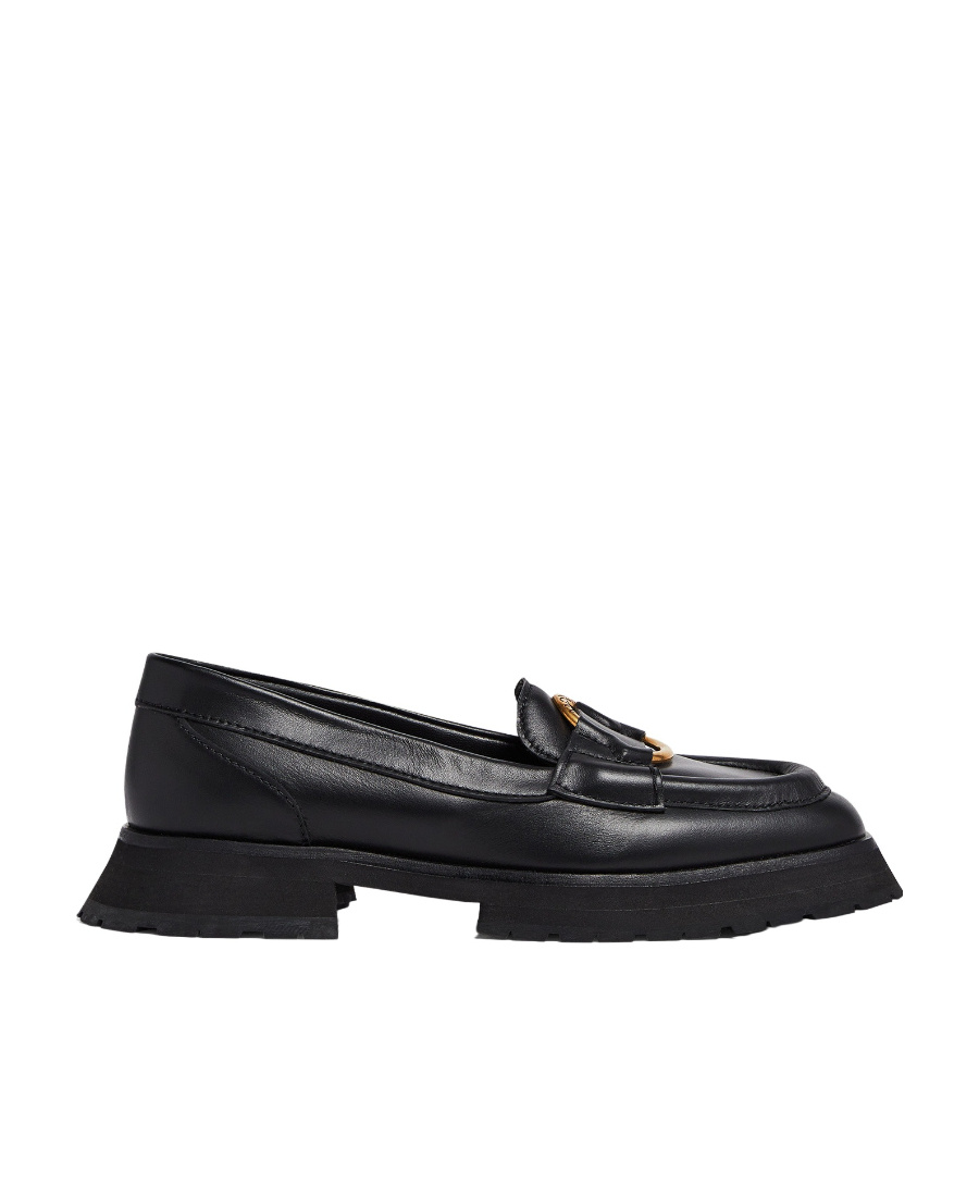 Moncler Bell Leather Loafers In Black