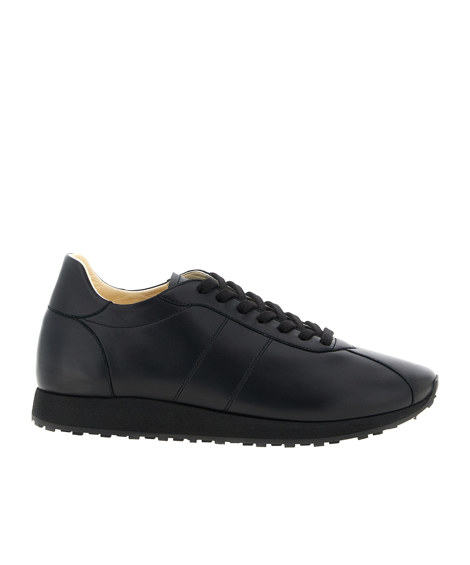 The Row Mica Leather Low-top Sneakers In Black