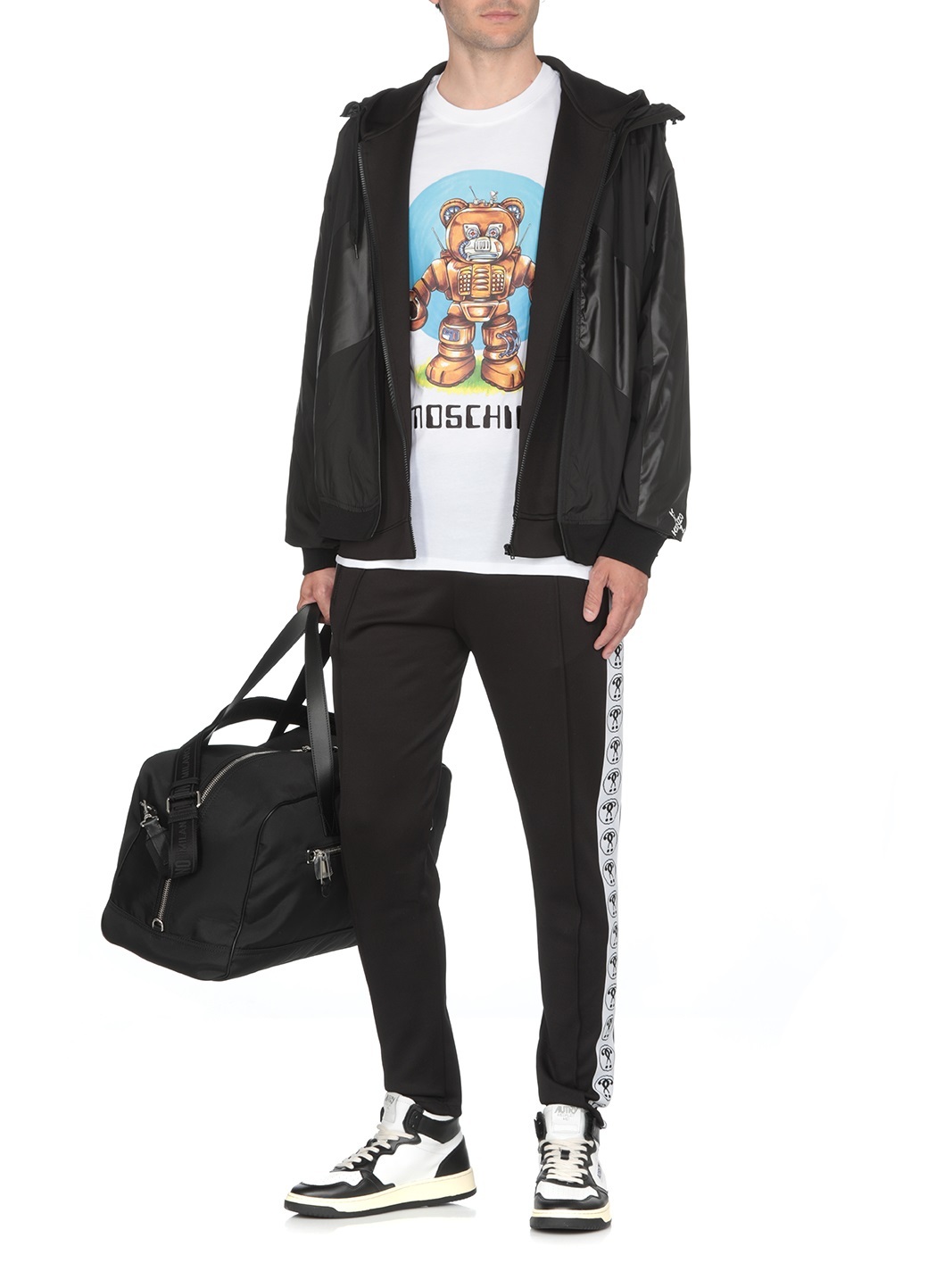 Moschino Jogging Pants With Adjustable Drawstring And Zippered Pockets In Black