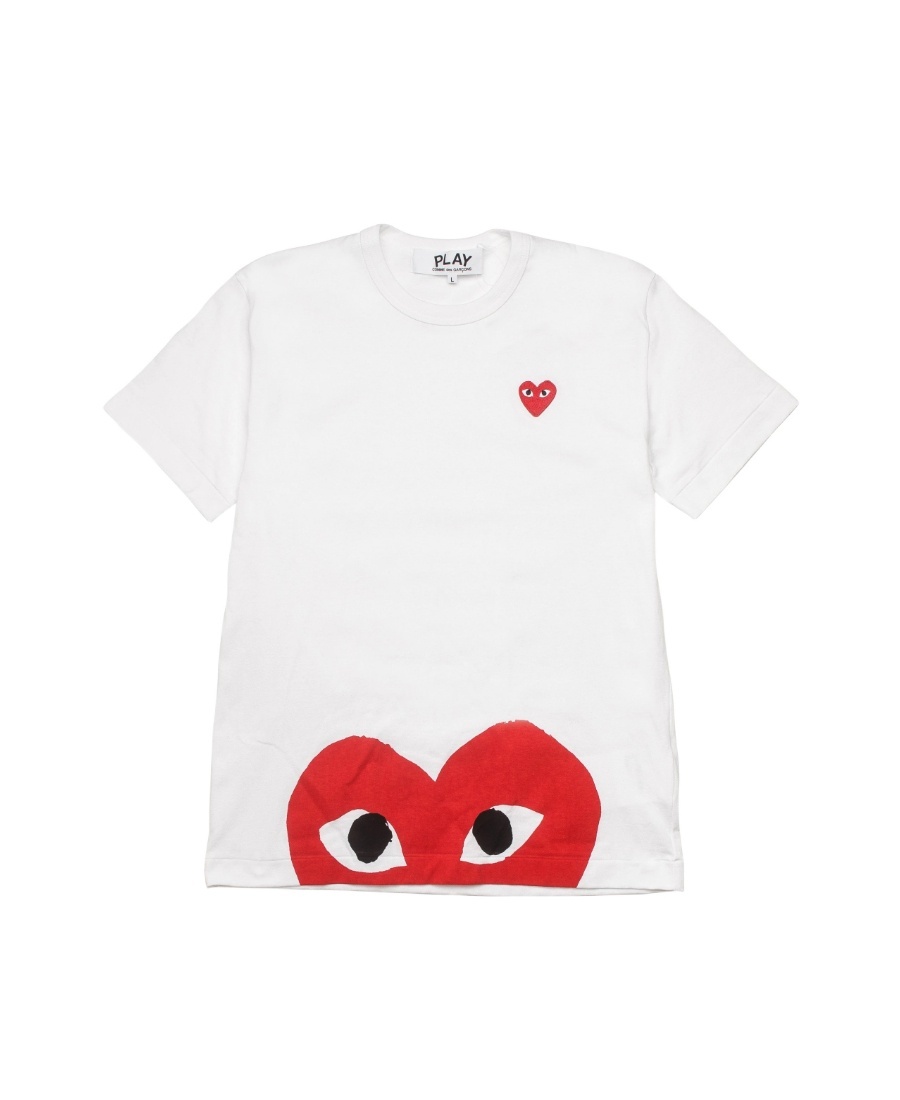 Comme Des Garçons Play Comme Des Garcons Play Heart Printed Crewneck T In White