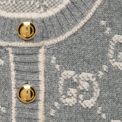 Gucci Gg Wool Bouclé Jacquard Cardigan In Nude
