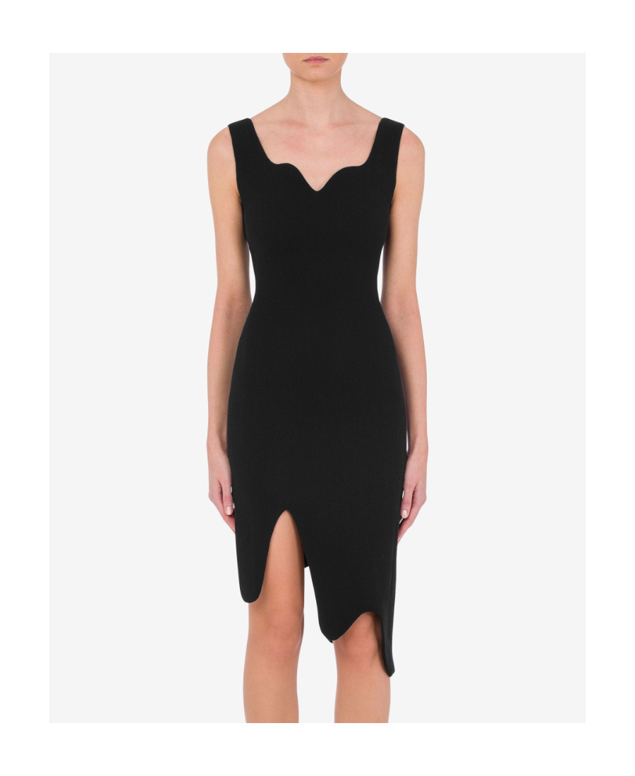 Moschino Asymmetric Sleeveless Crepe Dress In Black
