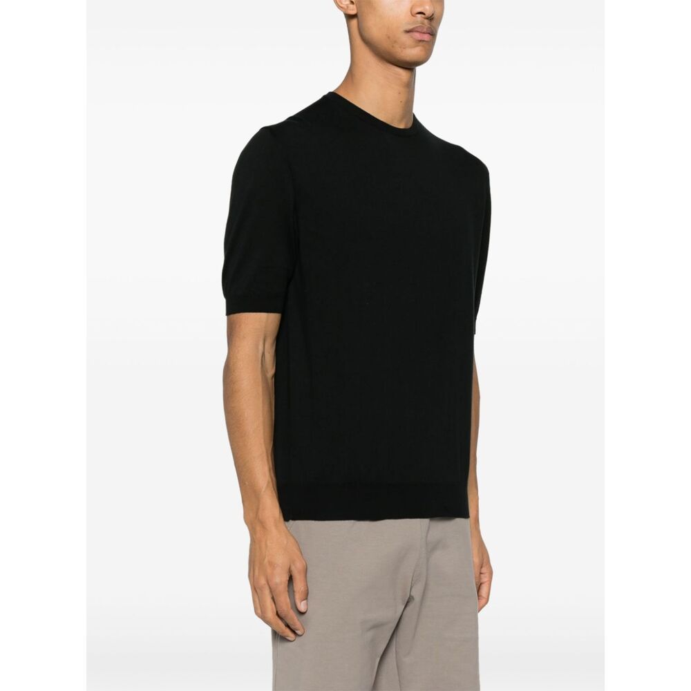 Fedeli Drop-shoulder Cotton Jumper In Black