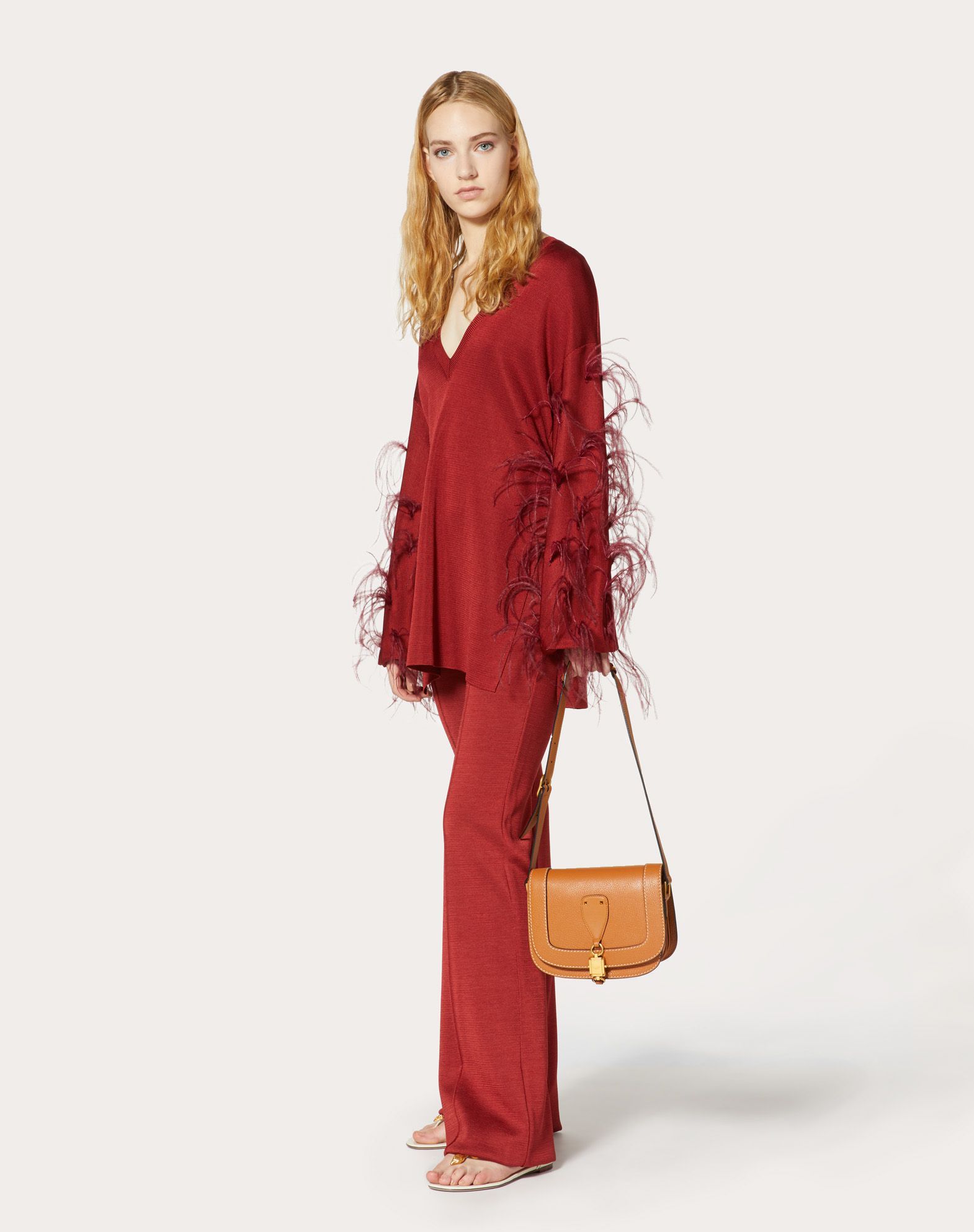 VALENTINO PIPED SEAMS FLARED TROUSERS 