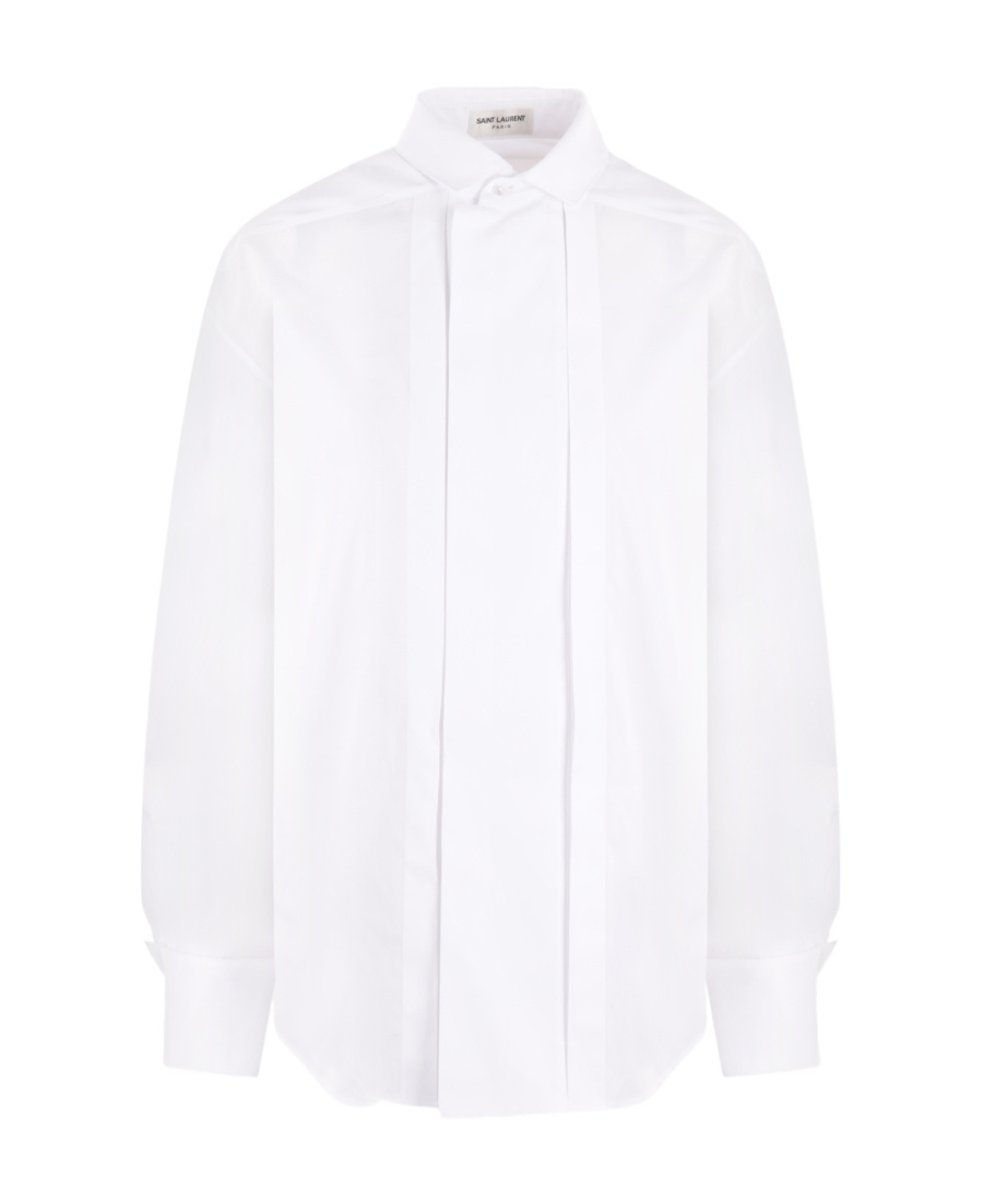 Saint Laurent Long-sleeve Cotton Poplin Shirt In White