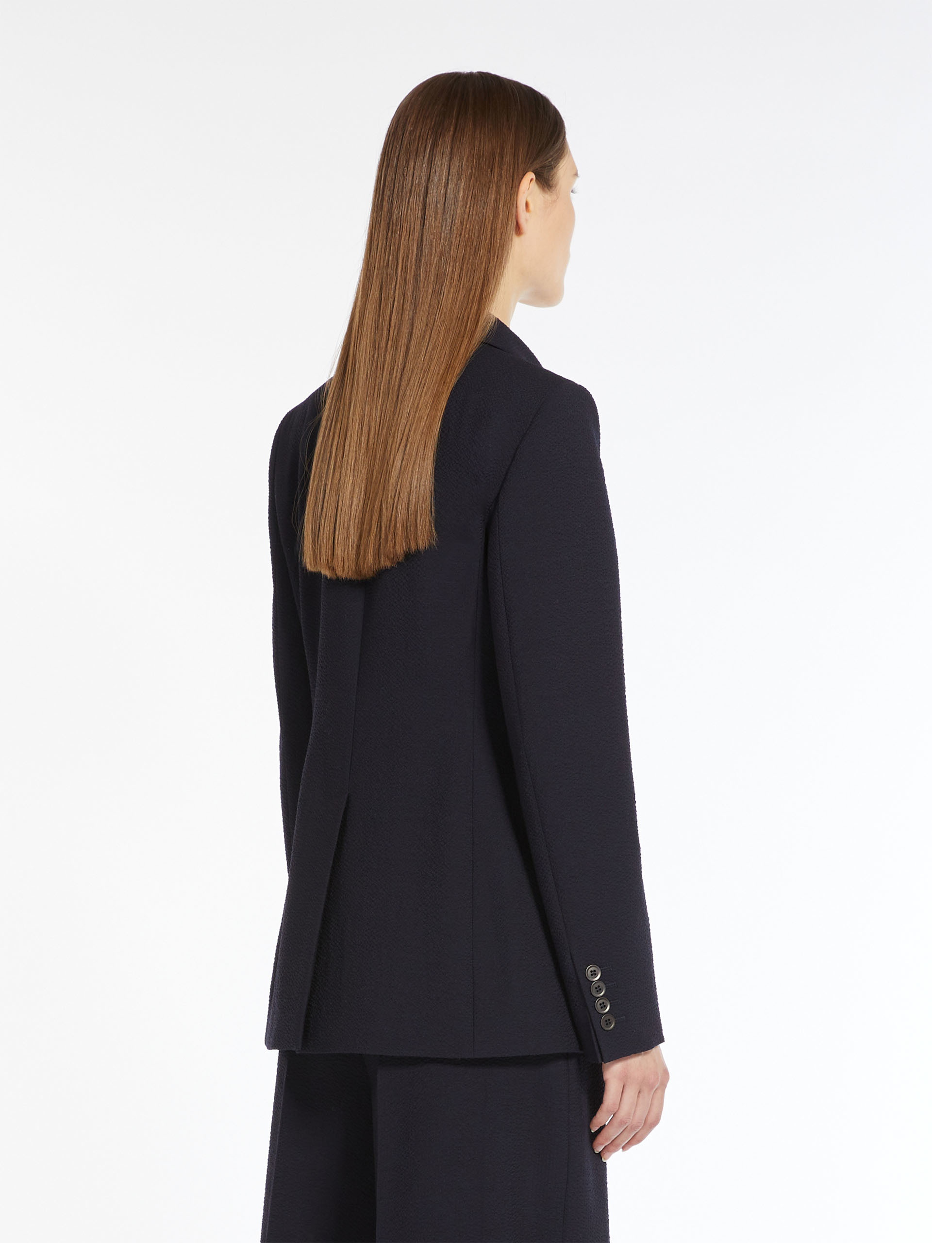 Max Mara Wool Double-breasted Suit Jacket In Blue