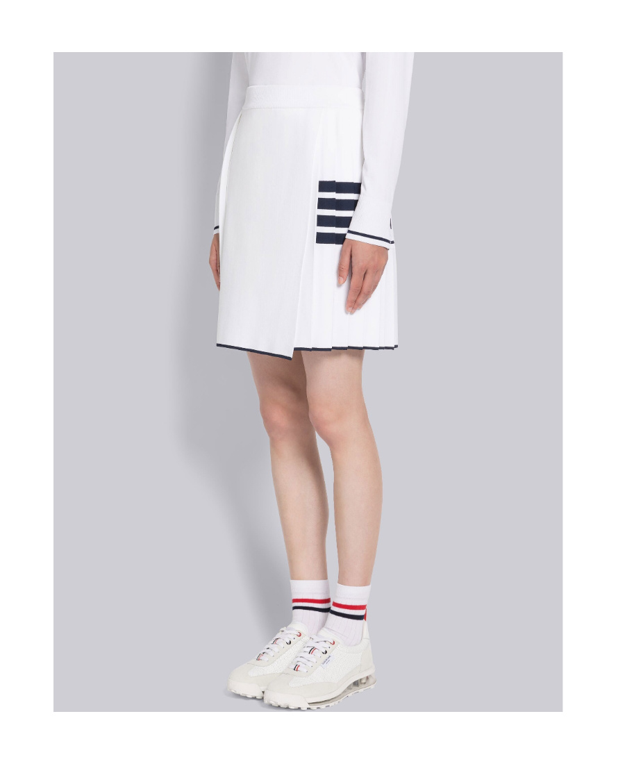 Shop Thom Browne 4-bar Pleated Miniskirt In White