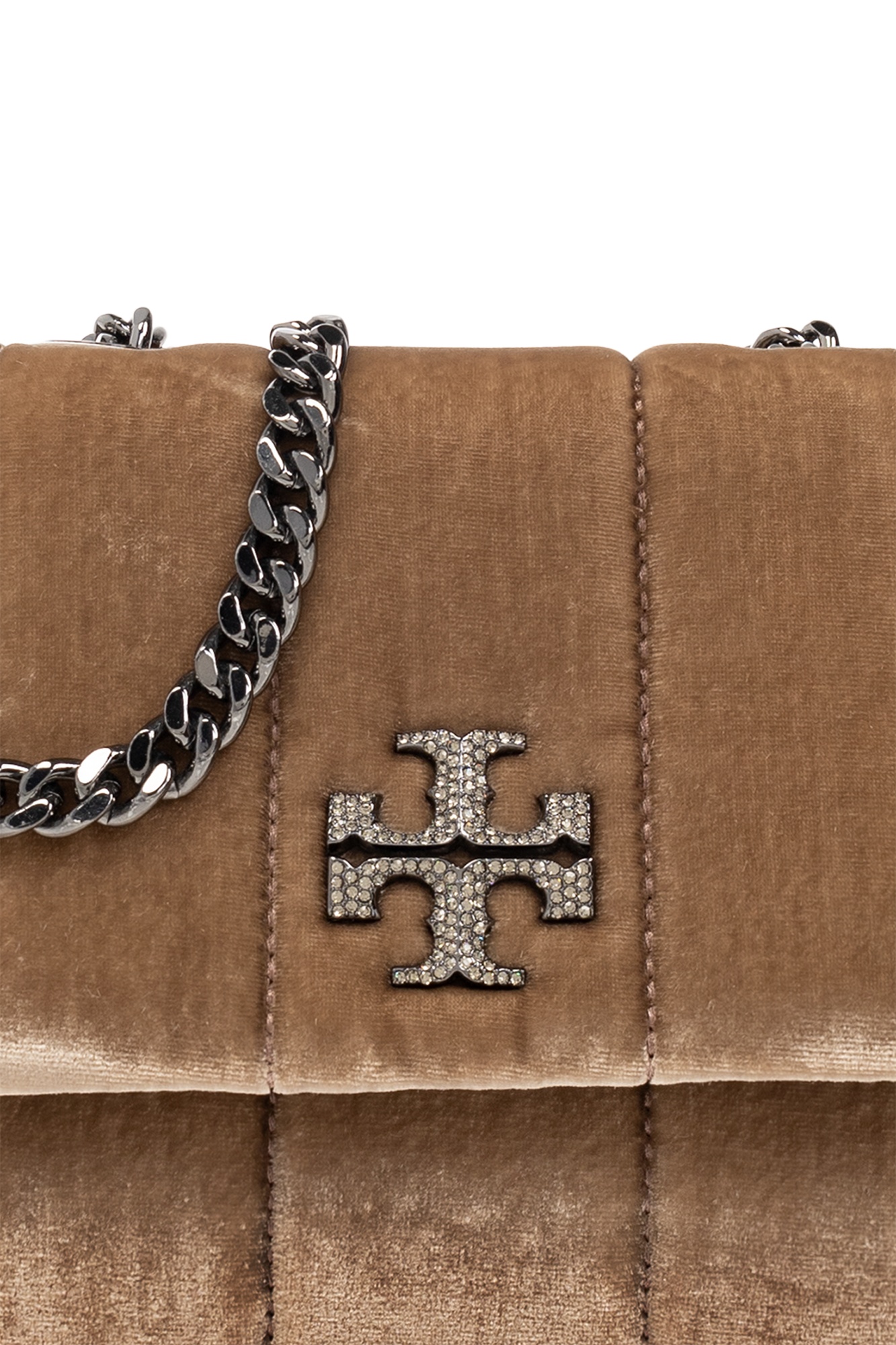 Tory Burch Small Kira Velvet Shoulder Bag In Black