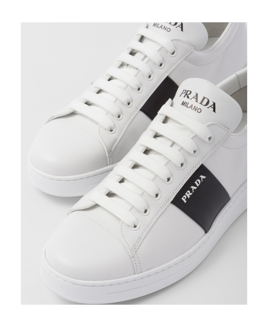 Prada White Leather Sneakers In White