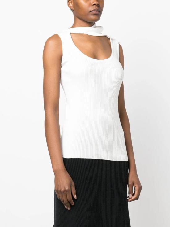 Y/project Classic Triple Collar Knit Tank Top In White