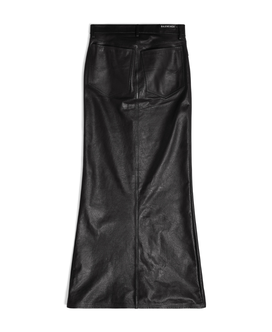 Balenciaga Leather Mid-rise Maxiskirt In Black
