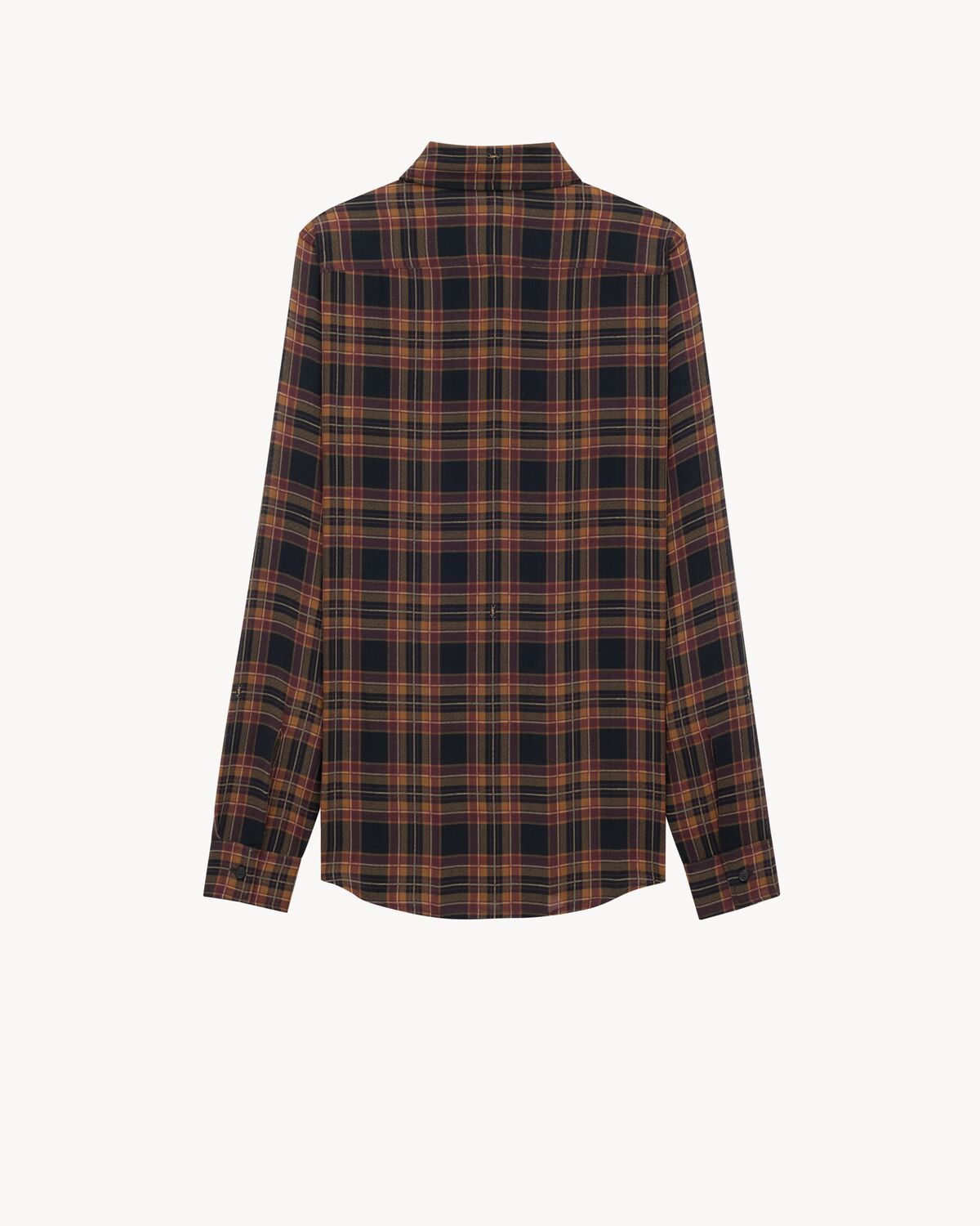 Saint Laurent Logo-embroidered Checked Wool-twill Shirt In Multi
