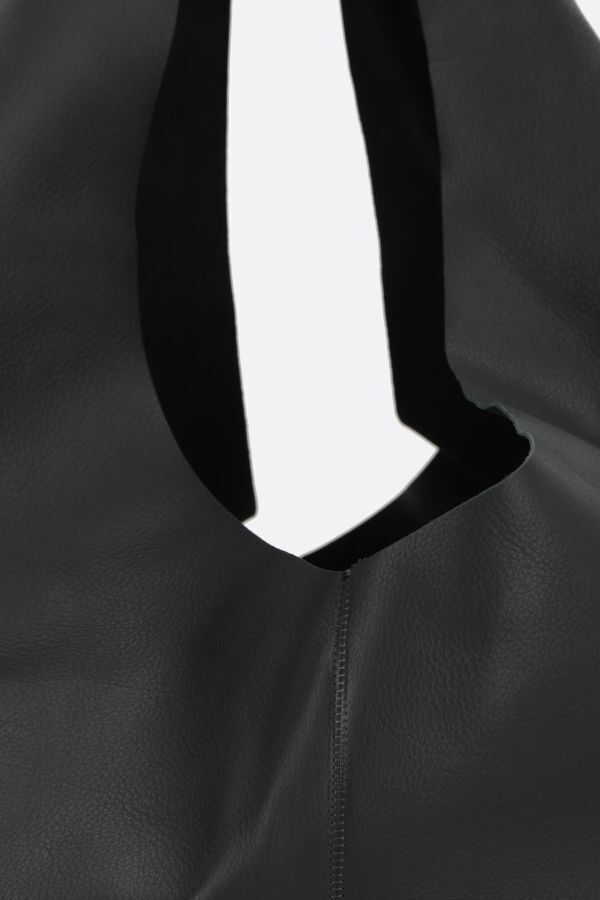 The Row Gathered Leather Shoulder Bag In Black