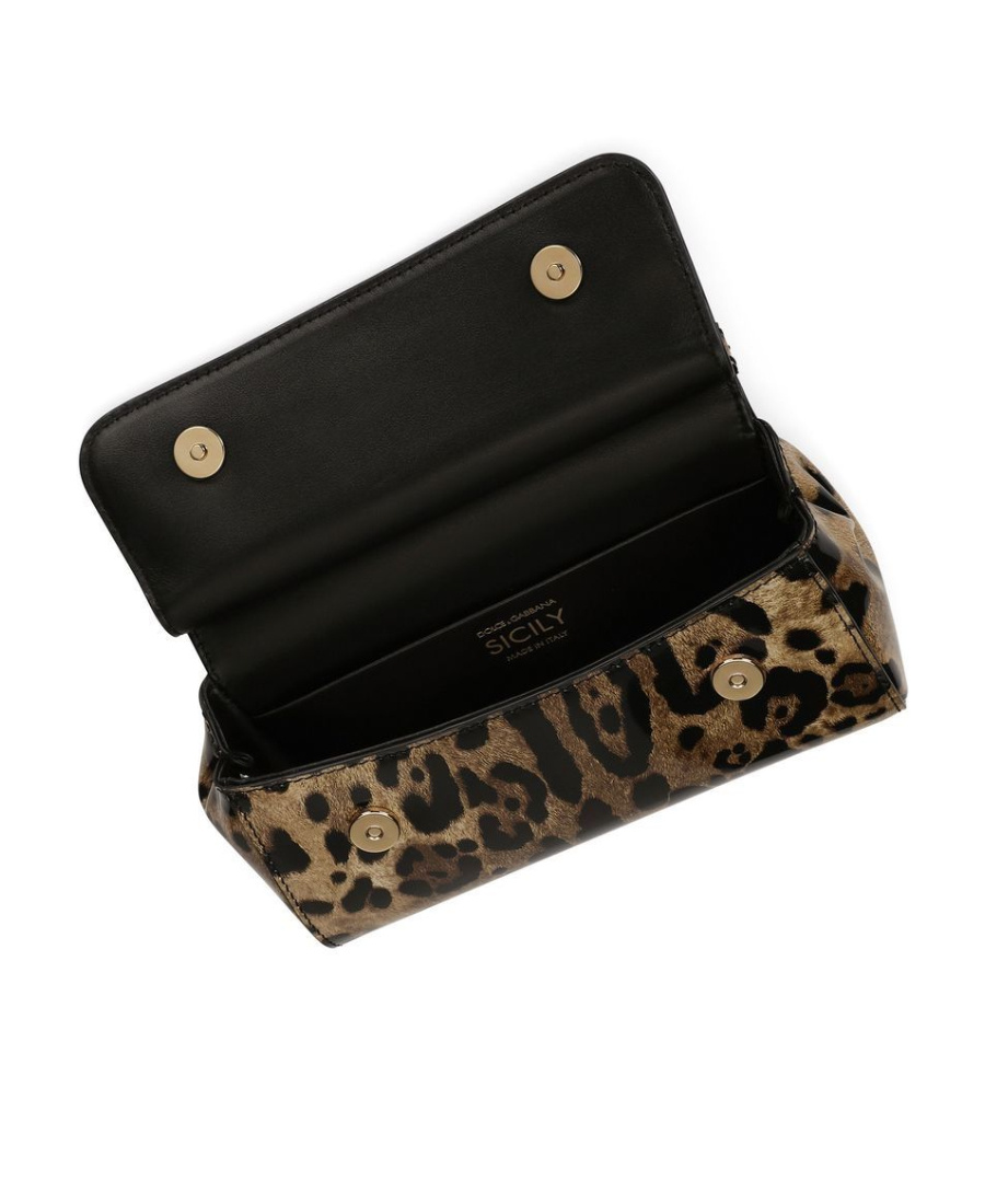 Dolce & Gabbana Sicily Handtasche Mit Leoparden-print In Black
