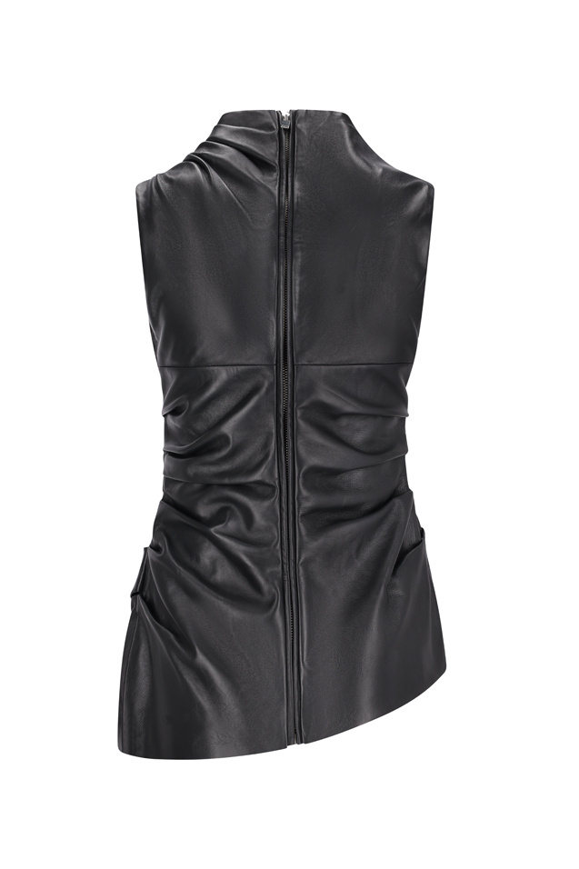 Giuseppe Di Morabito Draped Leather Top In Black