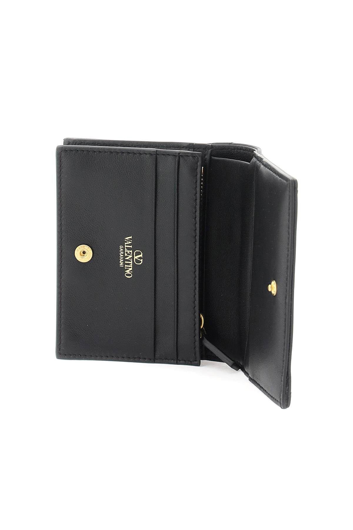 Valentino Roman Stud Leather Wallet In Black