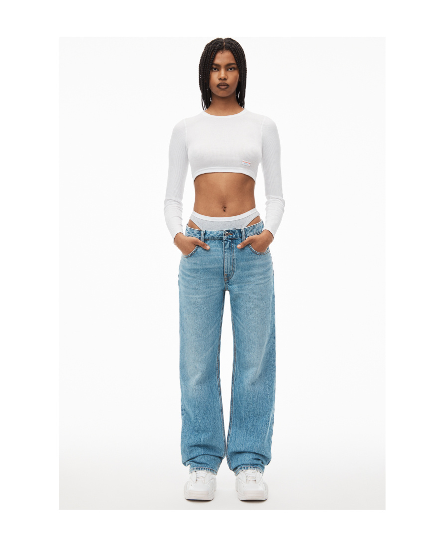 ALEXANDER WANG LAYERED HIGH-RISE STRAIGHT-LEG JEANS