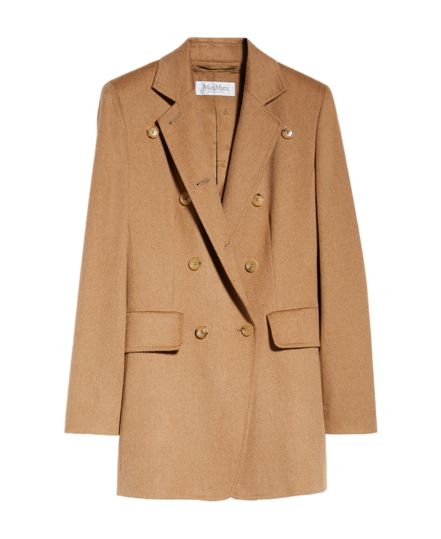 Max Mara Double-breasted Notched Blazer In Nude