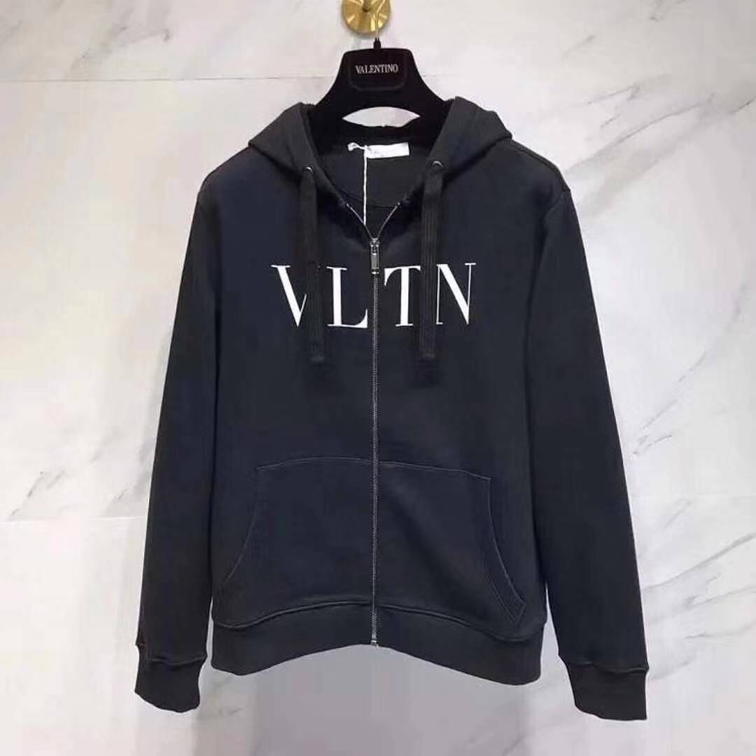 Valentino Vltn Print Hoodie In Black