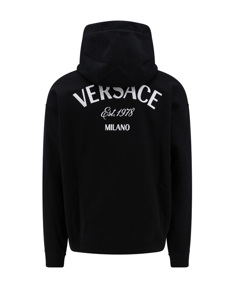Versace Logo Milano Stamp Hoodie In Black