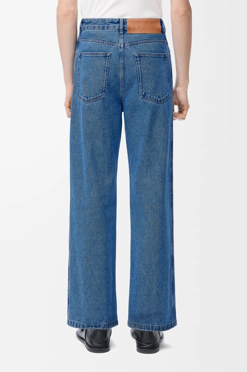Loewe Anagram Baggy Jeans In Cotton In Blue