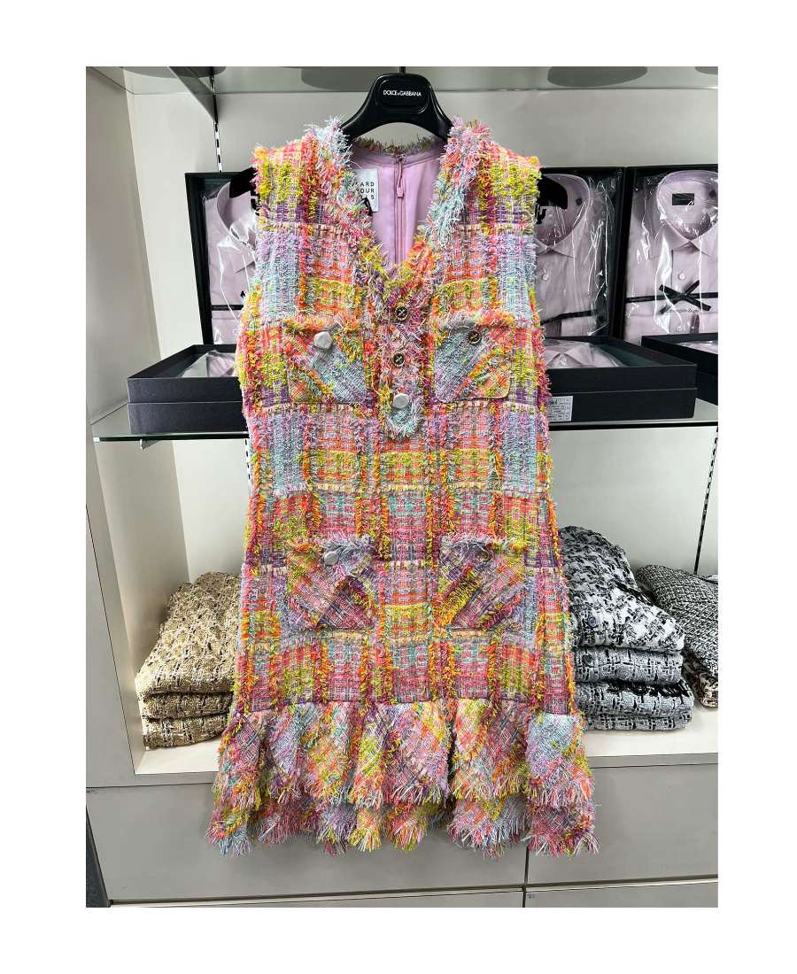 EDWARD ACHOUR PARIS PLAID DETAIL DRESS