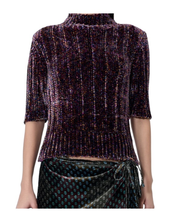 Dries Van Noten Women Velour Rib Sweater In Purple
