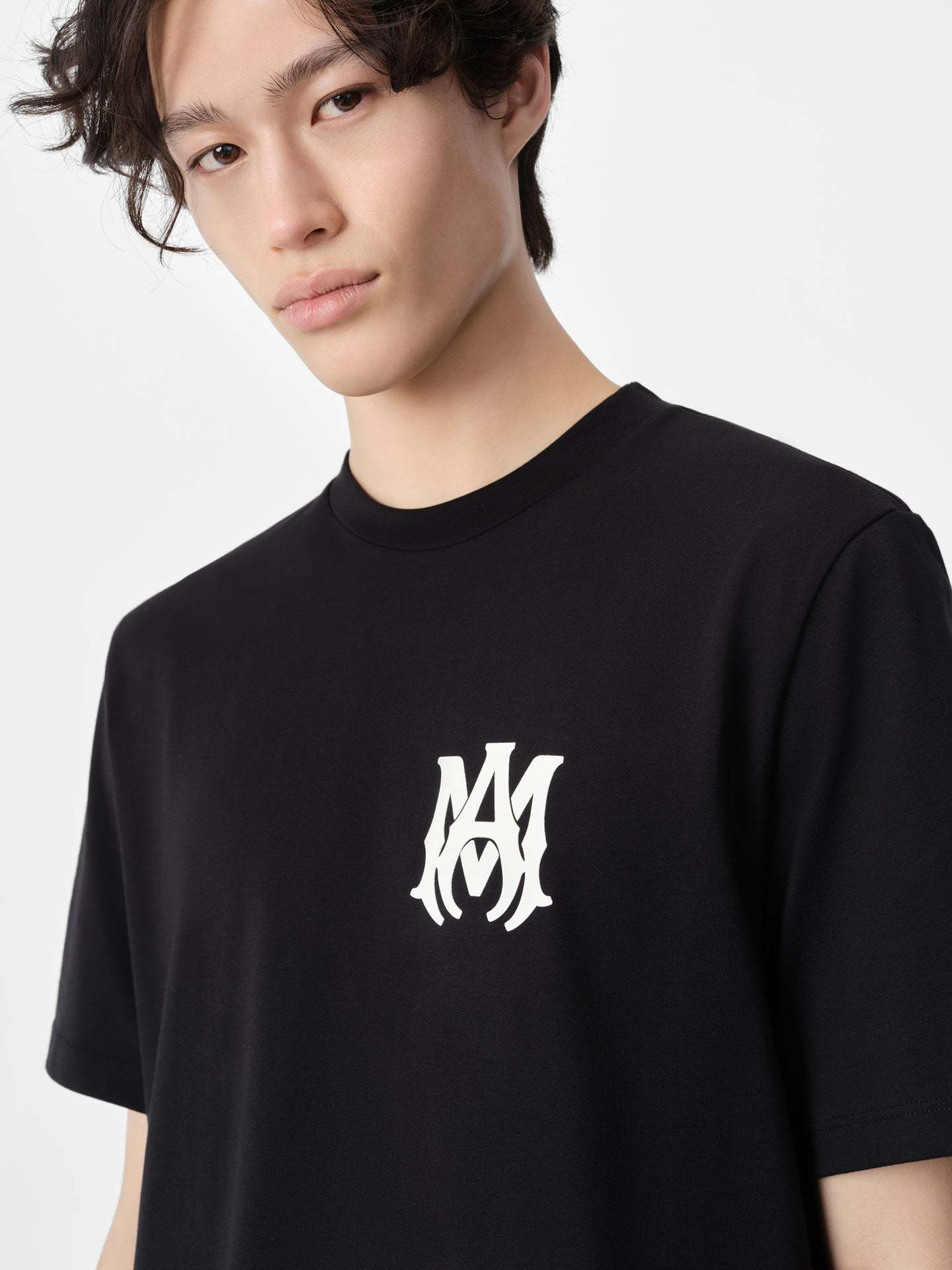 Amiri Jazz Wolf Black Crewneck T-shirt With Logo Lettering On The Front And Maxi Print On The Rear In Cott In Black