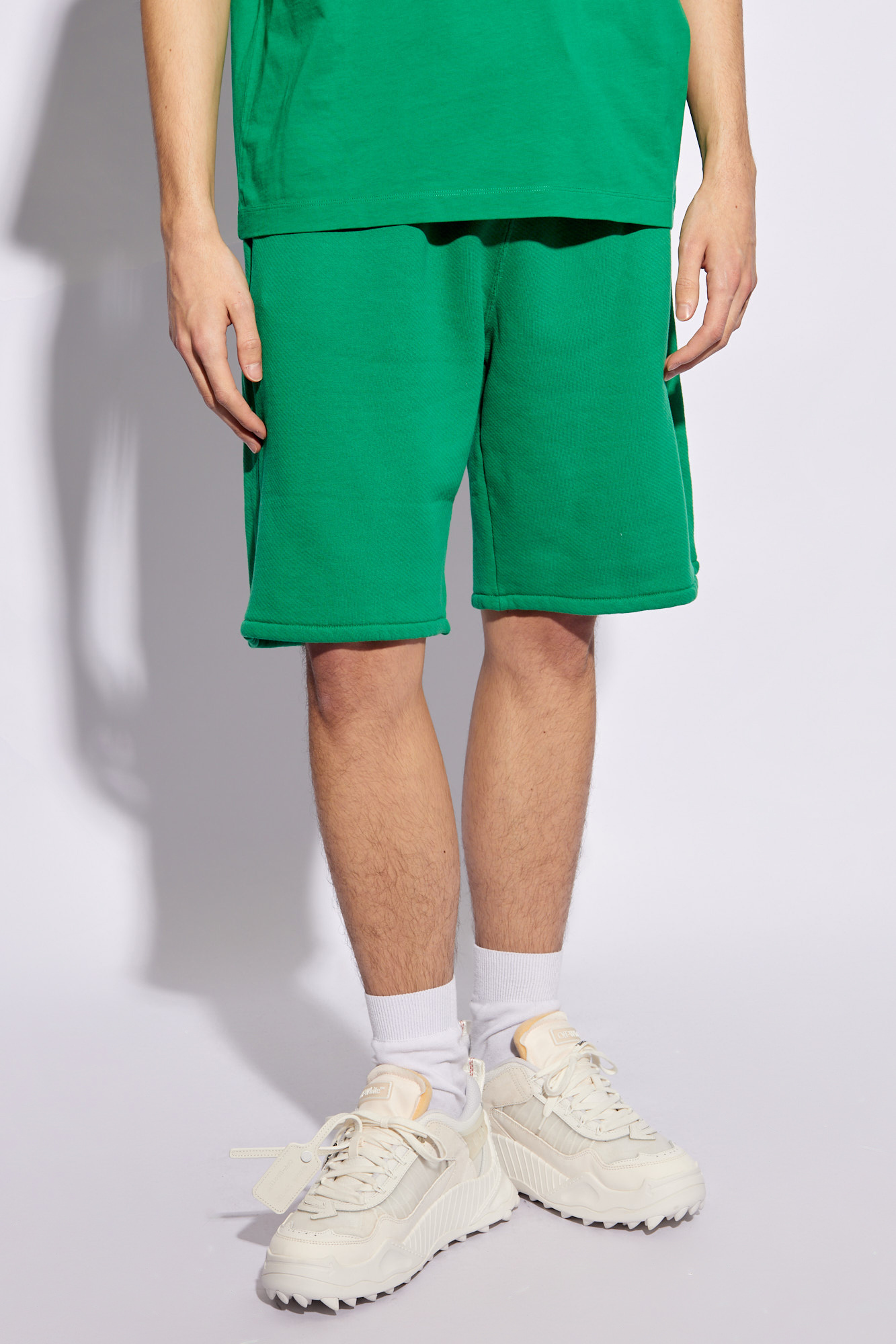 Off-white Arrows-embroidered Track Shorts In Green