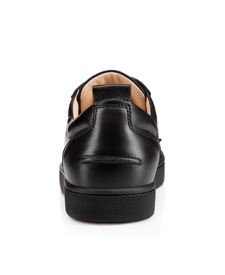 Christian Louboutin Louis Junior Spikes Cap-toe Leather Sneakers In Black