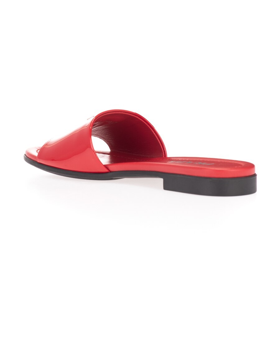 Prada Flat Bottom Logo Sandals In Red