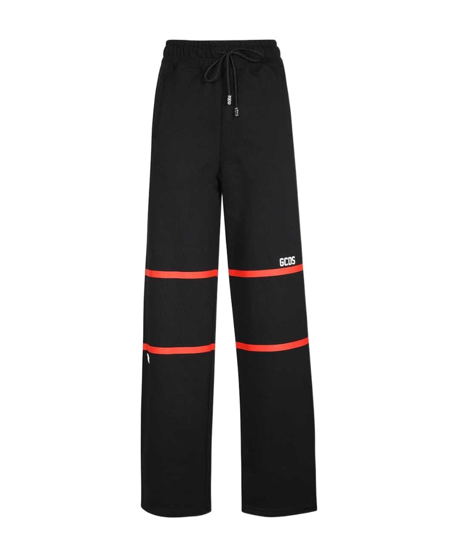 Gcds Logo-stripe Drawstring Trousers In Black