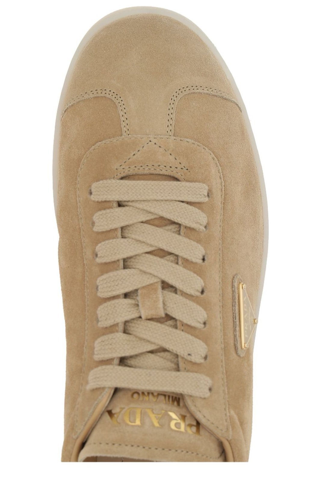 Prada Suede Low-top Sneakers Rubber Sole In Neutral