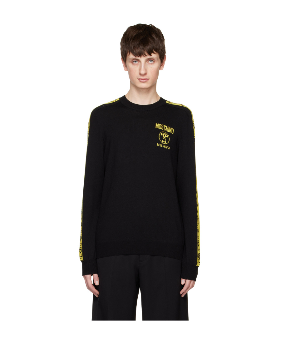 Moschino Wool Logo Sweater In Black