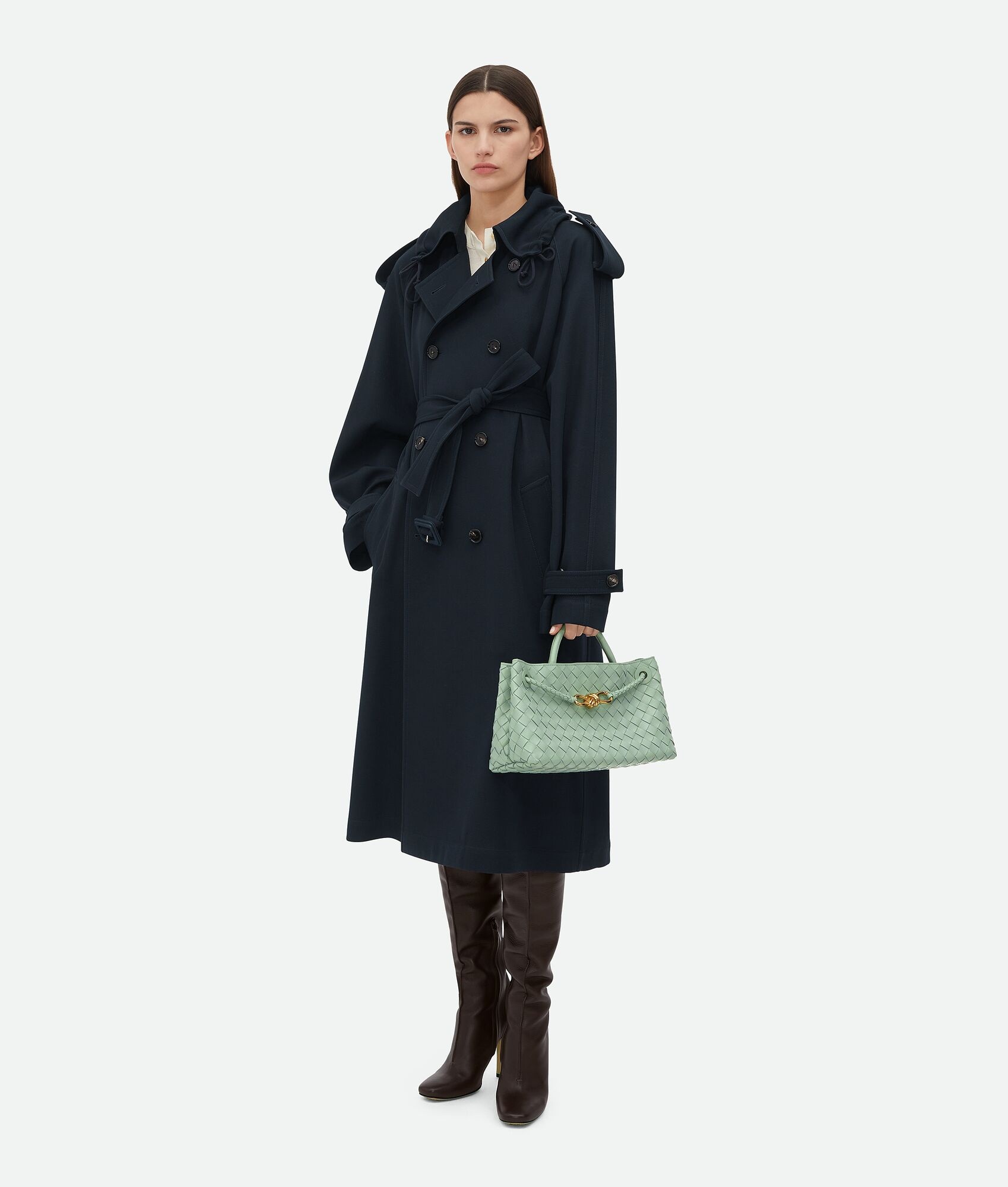 Bottega Veneta Leather Andiamo East-west Top-handle Bag In 3411 New Sauge