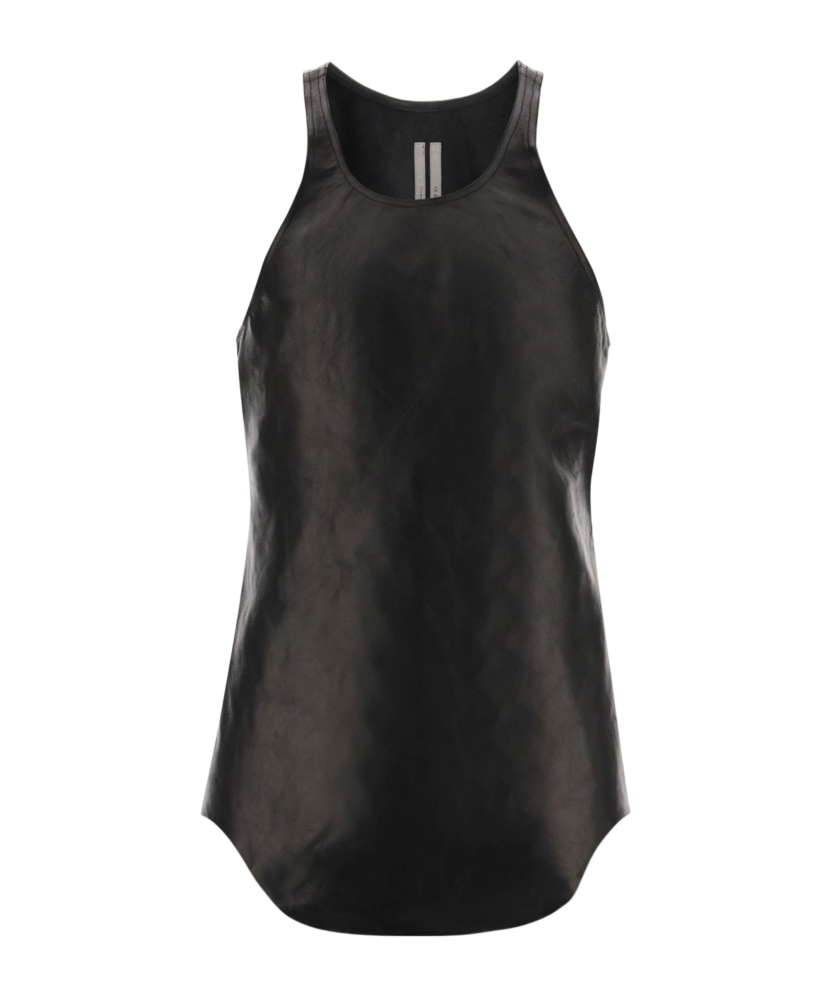 Rick Owens Leather Tank Top In Black