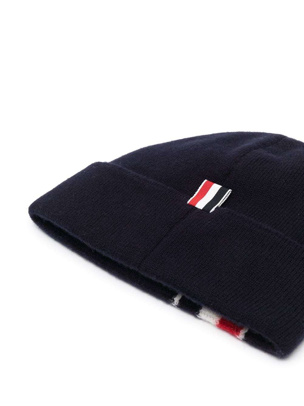 THOM BROWNE STRIPE DETAIL MERINO BEANIE