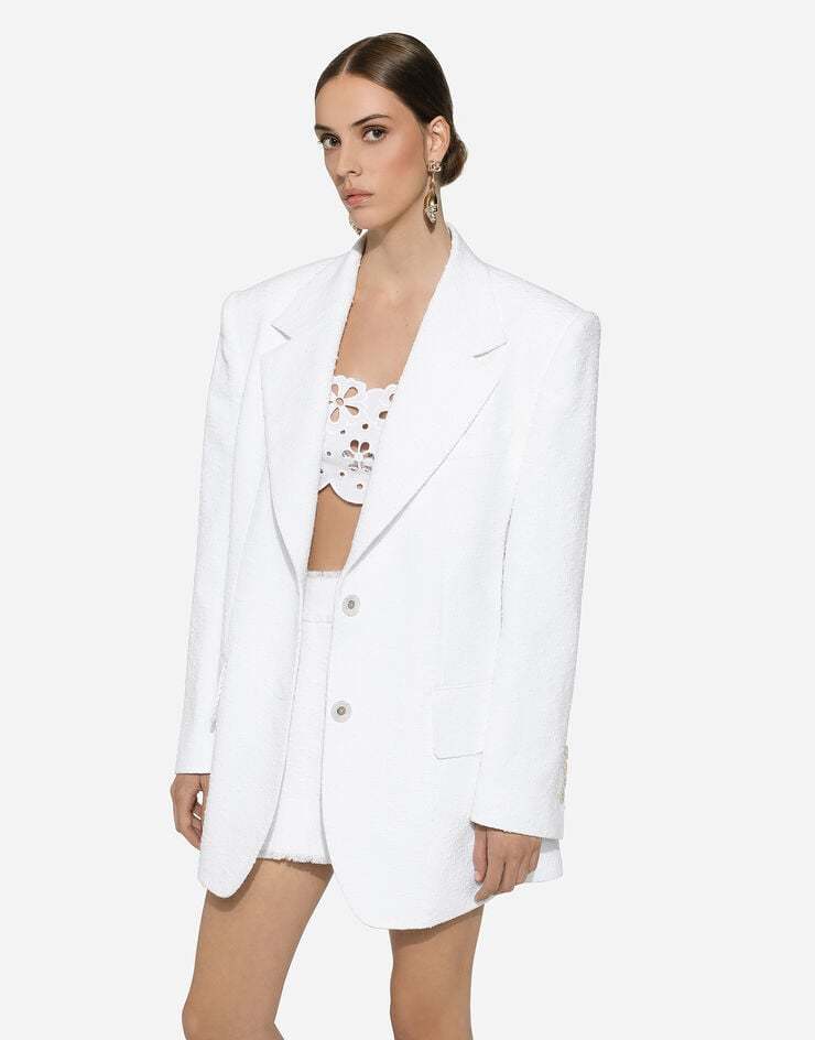 Dolce & Gabbana Single-breasted Tweed Blazer - Women's - Silk/cotton/nylon/flax In White