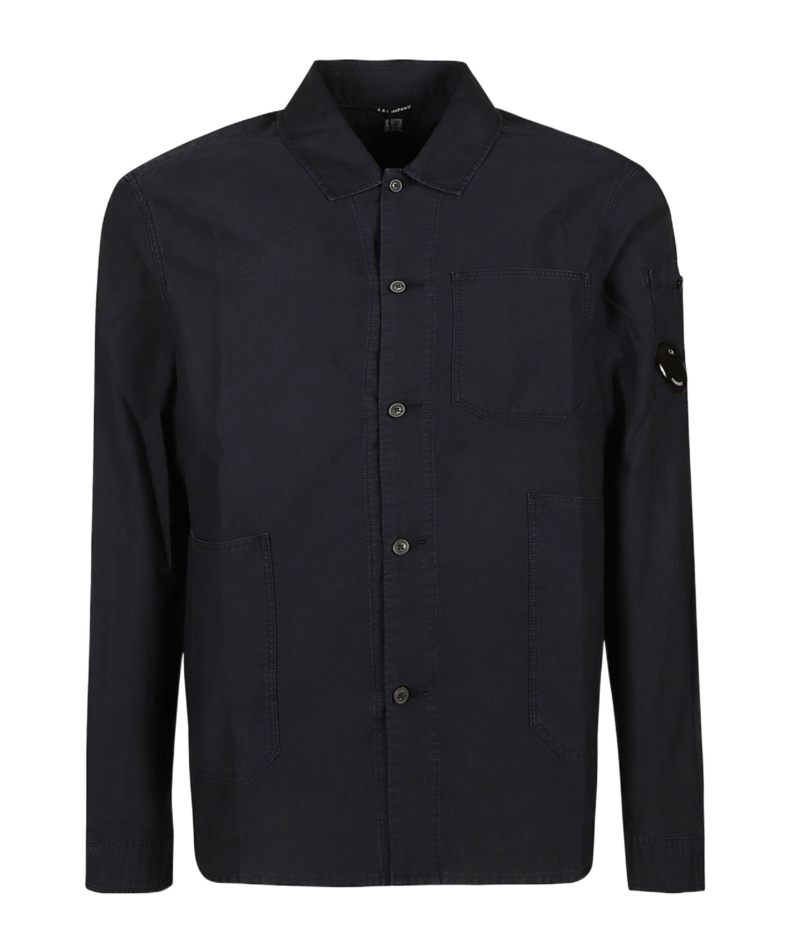 C.p. Company C. P. Company Lens Cotton And Linen Overshirt In Black