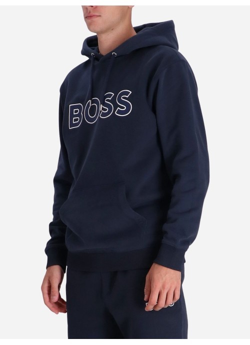 Hugo Boss Stripe-detail Crew-neck Sweatshirt In Black