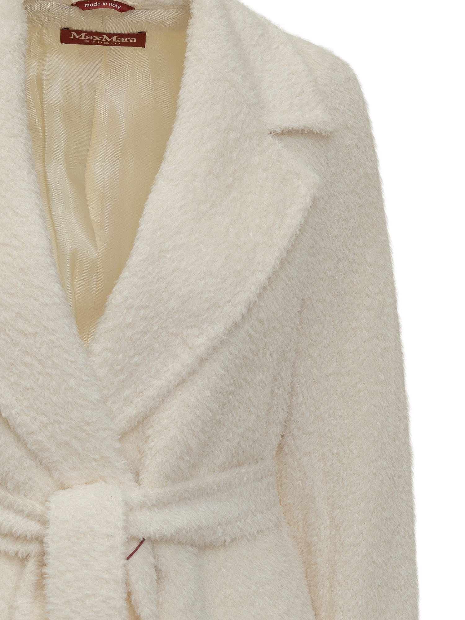 Max Mara White Alpaca Fragore Orsetto Biver Coat In Nude