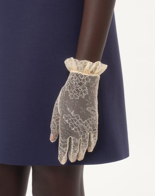 Valentino Embellished Cotton-blend Fishnet Gloves