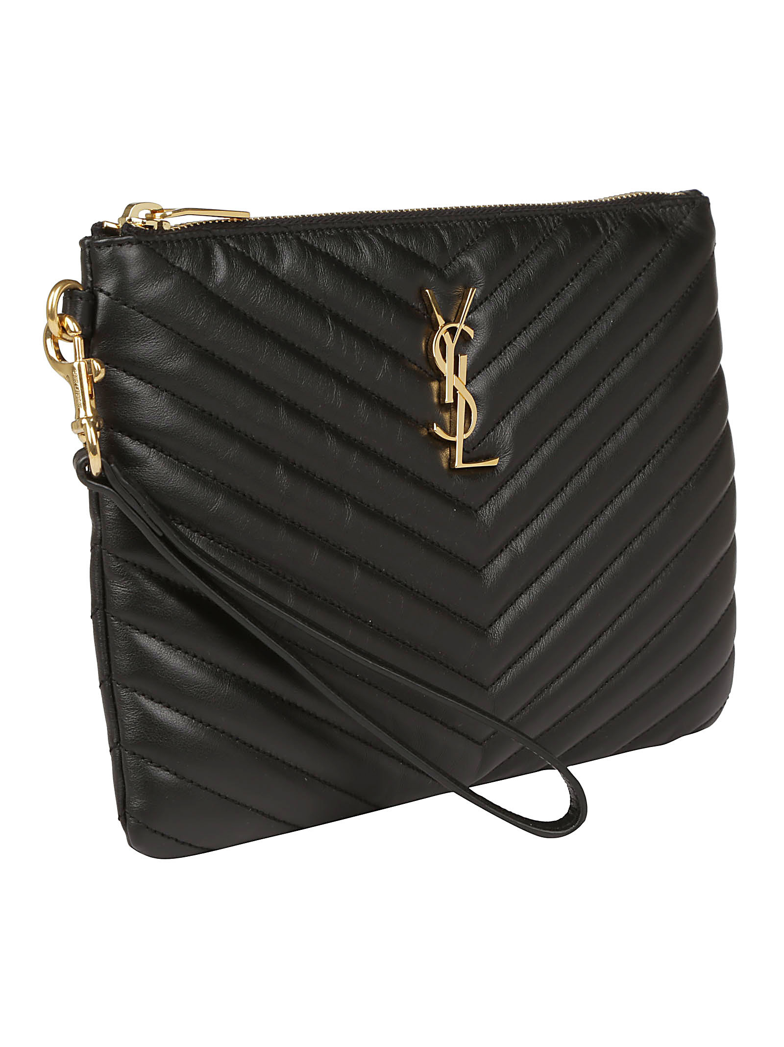 Saint Laurent Quilted Leather Purse In Black