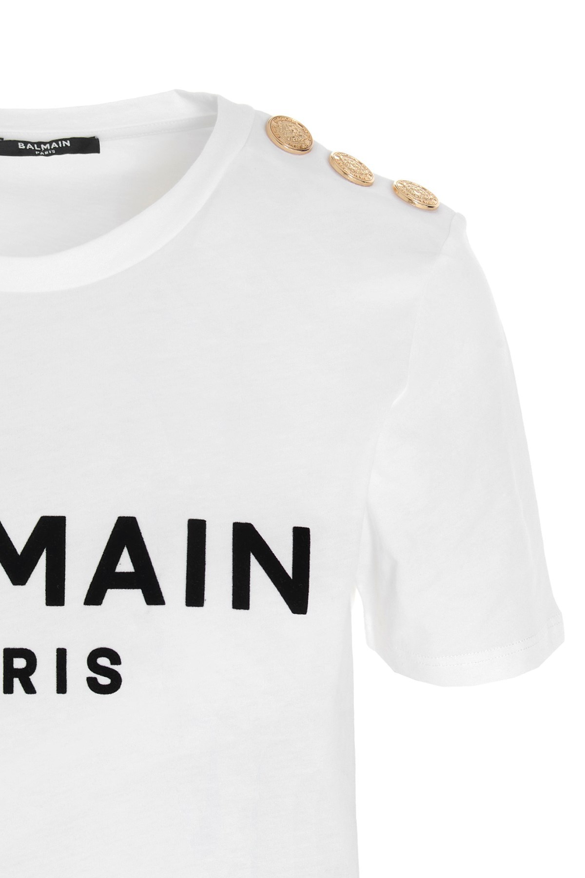 BALMAIN ECO-DESIGNED COTTON T-SHIRT WITH BALMAIN LOGO PRINT