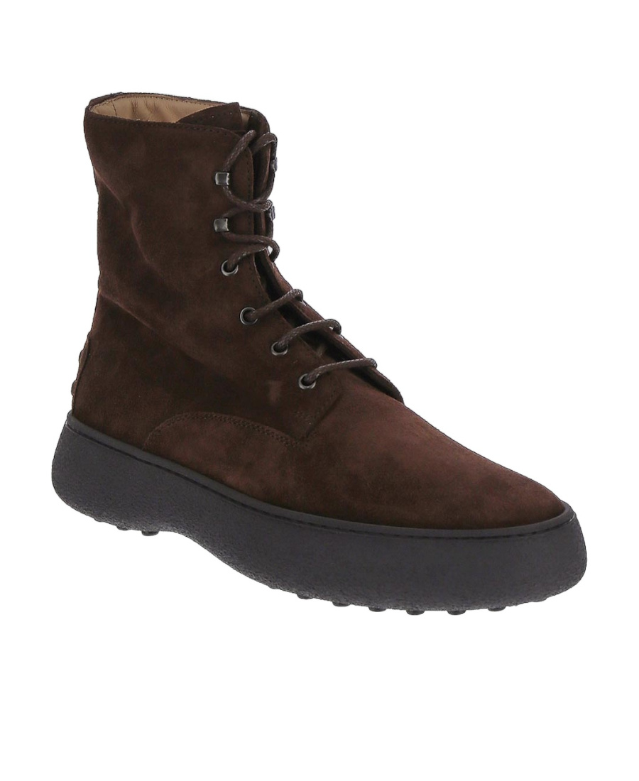 Tod's Striped Suede Ankle Boots With Chunky Rubber Sole For Men In Black