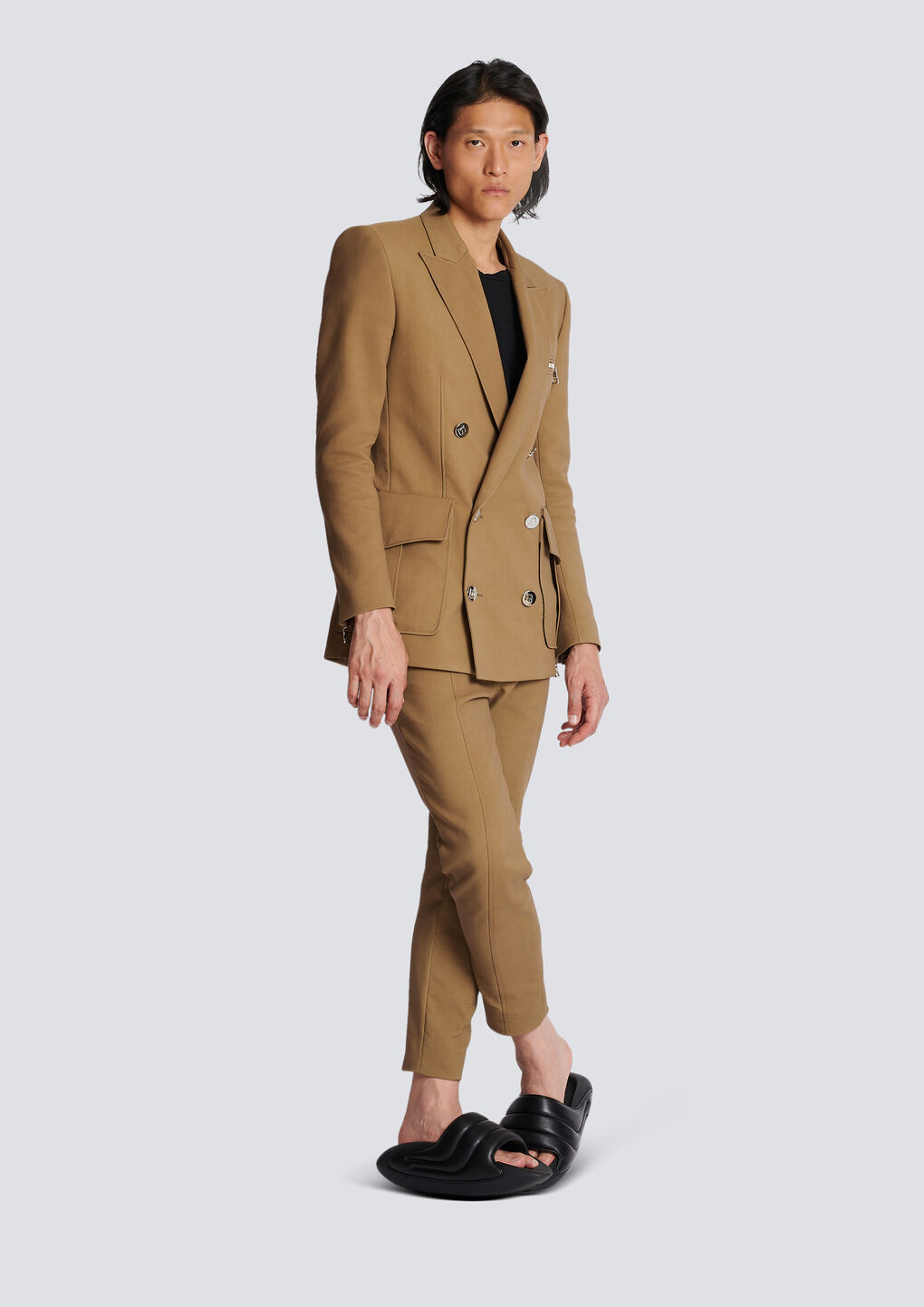 Balmain Cargo Double-breasted Fastening Blazer In Green