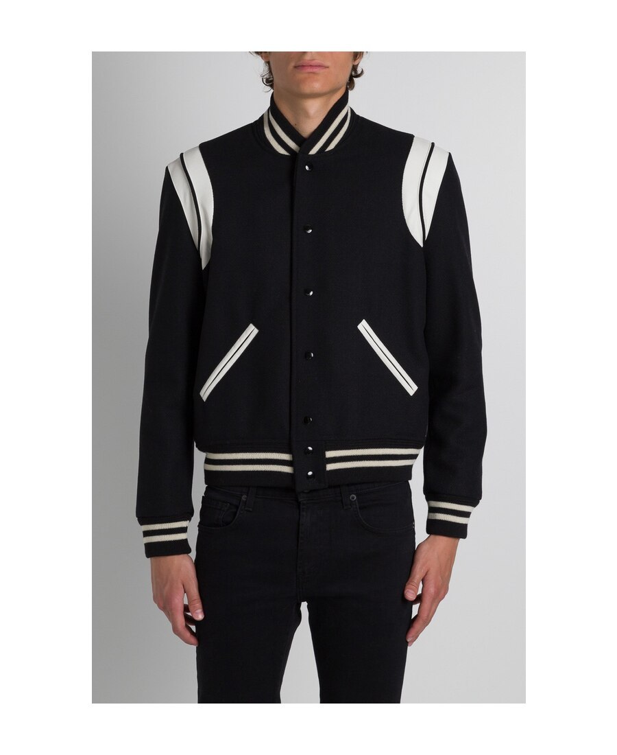 Shop Saint Laurent Teddy Bomber Jacket In Black