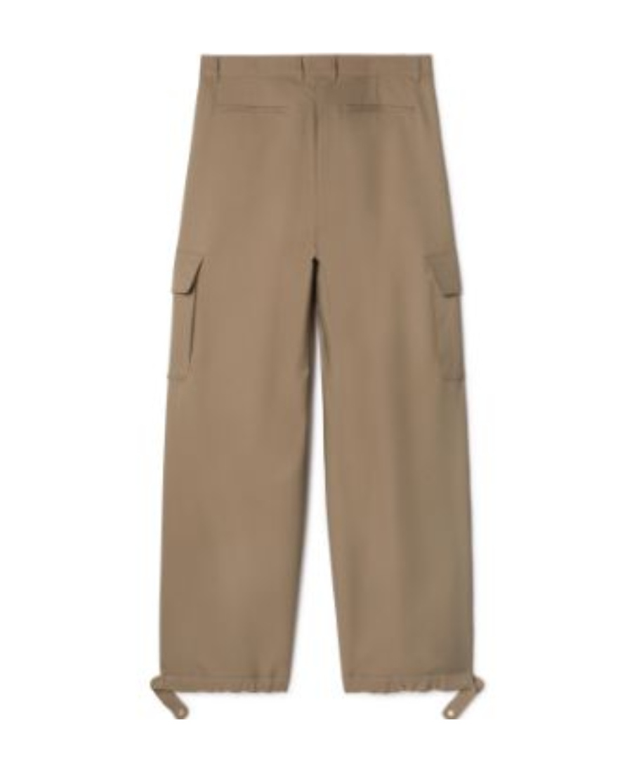 Off-white Ow Emb Drill Mid-rise Wide Leg Trousers In Brown